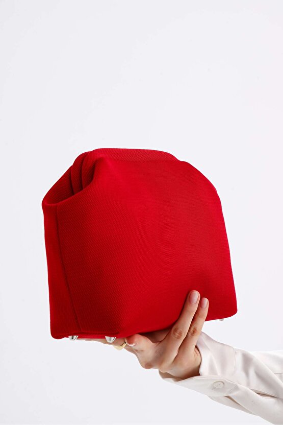 Heybes Kadın Kırmızı Clutch Portföy El Çantası