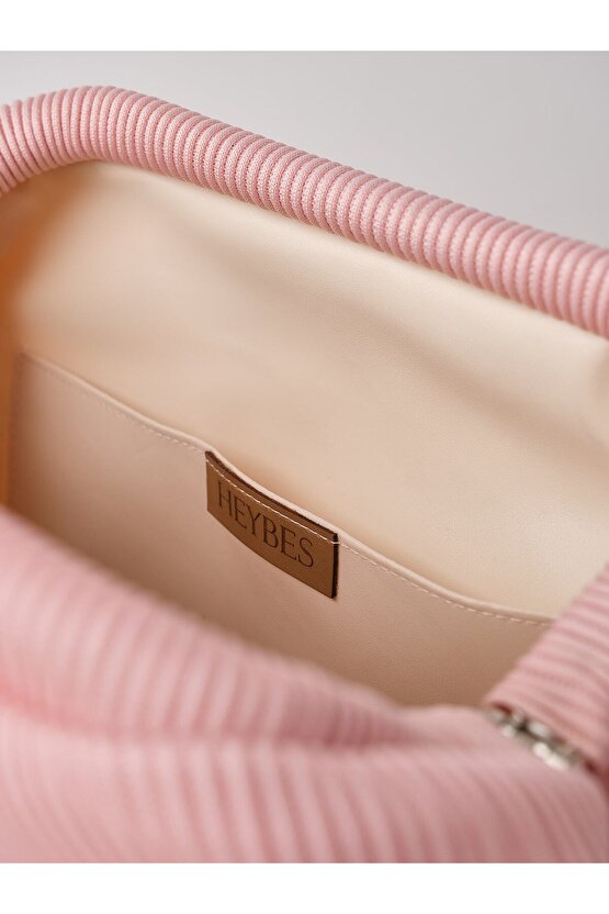 Heybes Kadın Pembe Piliseli Clutch El Çantası