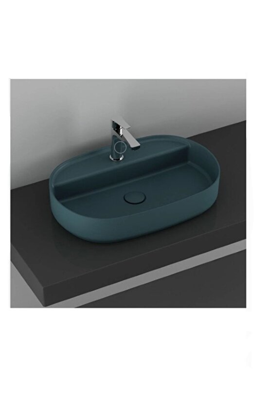 Infinity Batarya Delikli Tezgah Üstü Lavabo 60 Cm Petrol Yeşili Extra 10nf65060