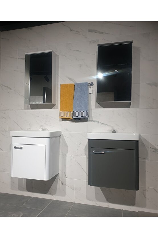 Smart 55 Cm Beyaz Banyo Dolap Takımı