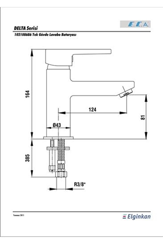 Delta Lavabo Bataryası Tek Gövde 102108686