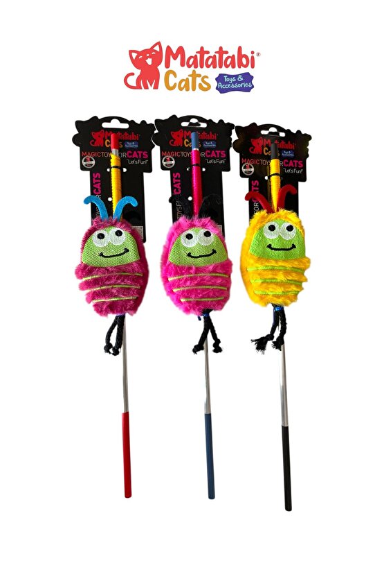 Matatabi Cats BUG Alüminyum saplı kedi oltası(Matatabi,çıngırak ve özel hışırtı içerir.özel kumaş)
