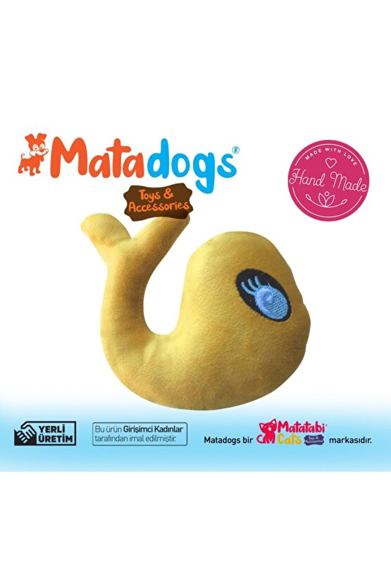 Mata Dog Whali Sesli, Kumaş, Nakışlı Balina Yavru Köpek Oyuncağı 15 Cm