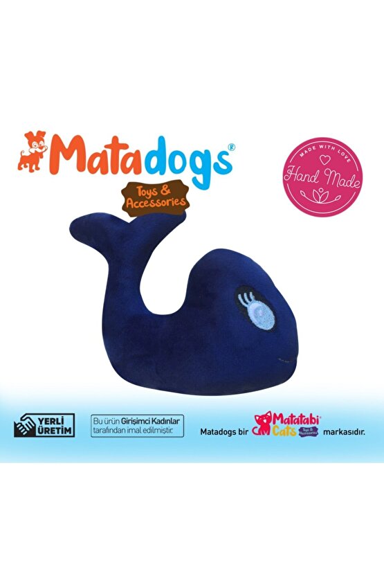 Mata Dog Whali Sesli, Kumaş, Nakışlı Balina Yavru Köpek Oyuncağı 15 Cm
