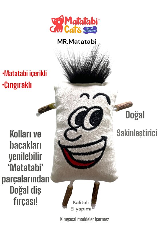 Mr. Matatabi Sesli Tüylü Kedi Oyuncağı 12 Cm Matatabili (Kedi NanesiOtu İçermez)