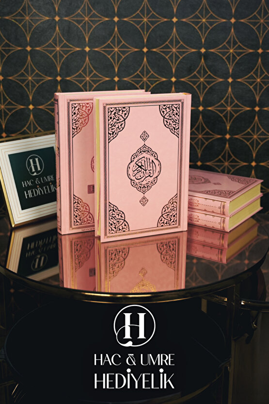 Kuranı Kerim | Orta Boy Lüks Yaldızlı Pembe Kuran | Bilgisayar Hatlı Kolay Okunabilen Kuran