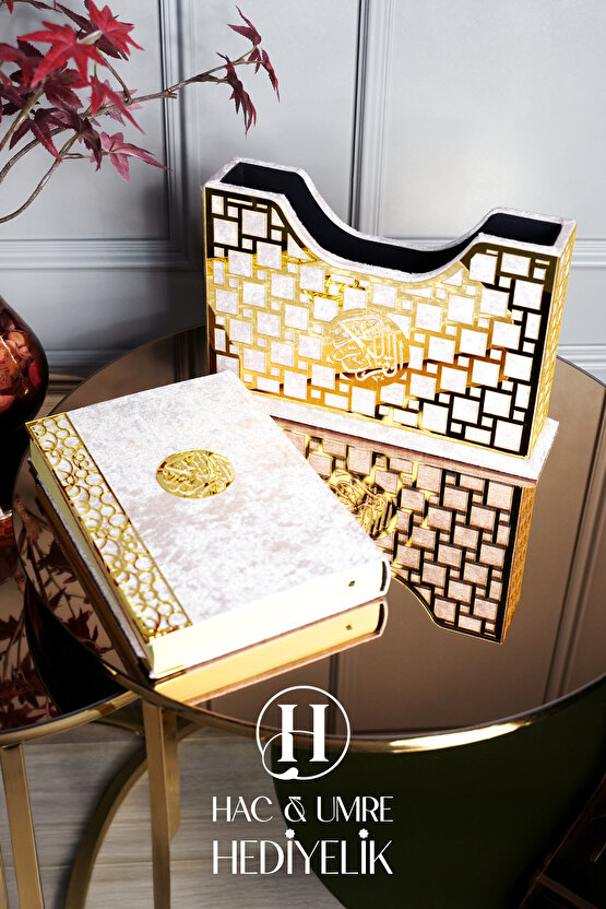 Hediyelik Kuran | Lüks Ahşap Kutulu Kadife Kaplama Kuranı Kerim