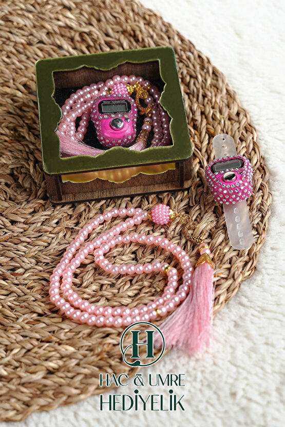 Hediyelik Tesbih Seti | Ahşap Kutulu Elektronik Tesbih ve 99lu İnci Tespih | Özel Gün Hediyesi