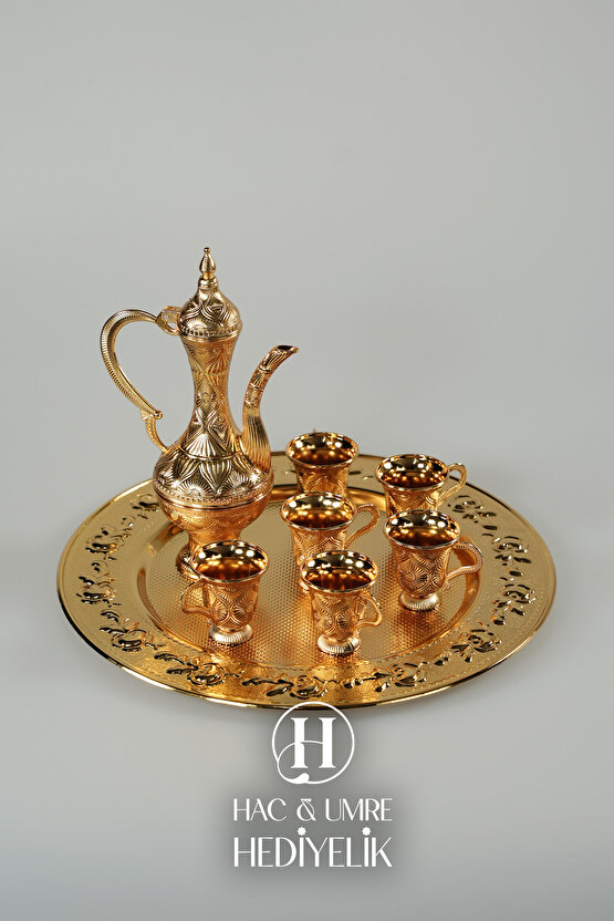 Zemzem Takımı | Gold Zemzem Sunum Seti | Zemzem Tepsisi, İbrik ve Fincan Seti