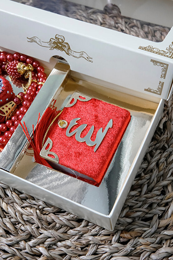 10 Adet Taşlı Zikirmatik Tesbihmatik Kadife Kaplı Mini Kuran 99lu İnci Tesbih Seti