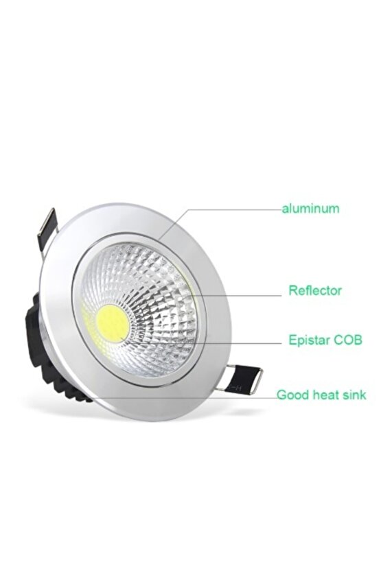 5 Watt Cob Led Spot Armatür Krom Kasa Trafolu Led Spot Aydınlatma
