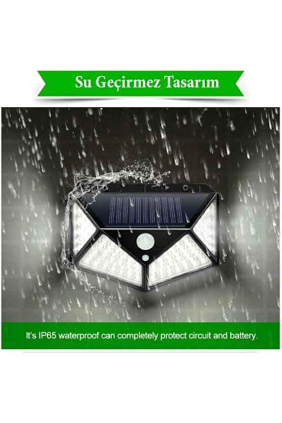 Güneş Enerji Led Bahçe Aydınlatma 100 Led Hareket Sensörlü 3 Modlu