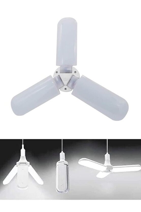Pervane Şeklinde Katlanabilir Led Ampul 3 Kollu Ayarlanabilir 40 Watt