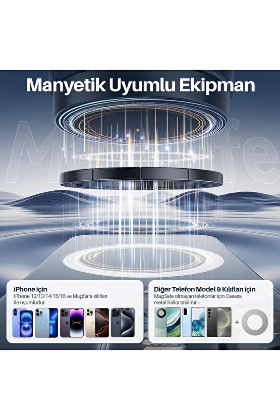 Tüm cihazlara Uyumlu Vakumlu Manyetik 360°Dönen Taşınabilir Çok Amaçlı Araç Telefon Tutucu