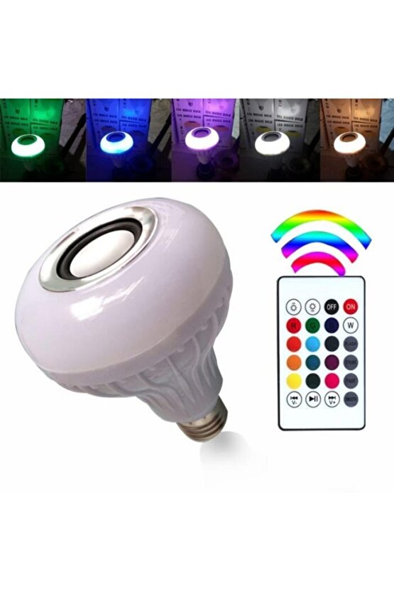 Bluetooth Hoparlörlü Kumandalı Rgb Akıllı Led Ampul-16 Renk