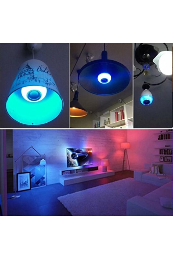 Bluetooth Hoparlörlü Kumandalı Rgb Akıllı Led Ampul-16 Renk