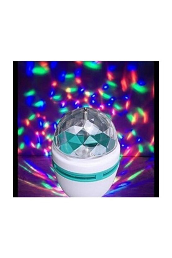 Mb Renkli Disko Ampülü Hareketli 360 Derece Dönen Disco Topu Led Disko Dönen Ampul