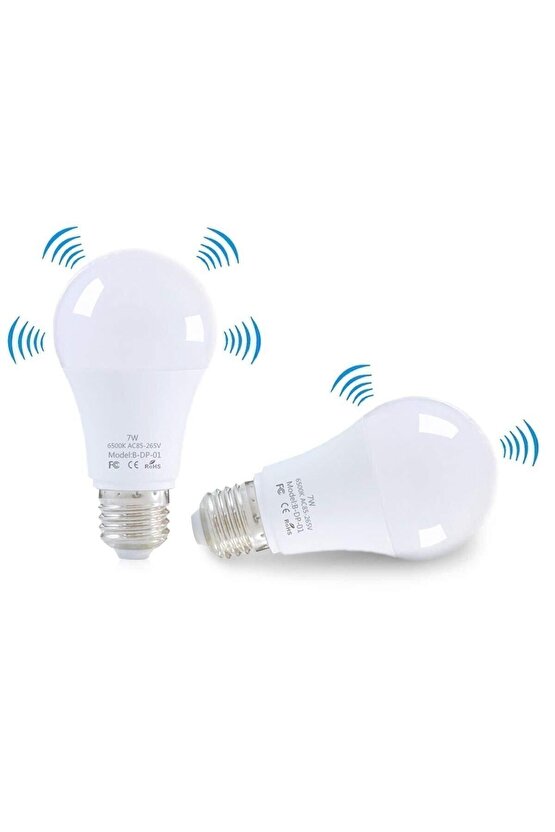 2 Adet Hareket Sensörlü Led Ampul Lamba 9 W Beyaz E27