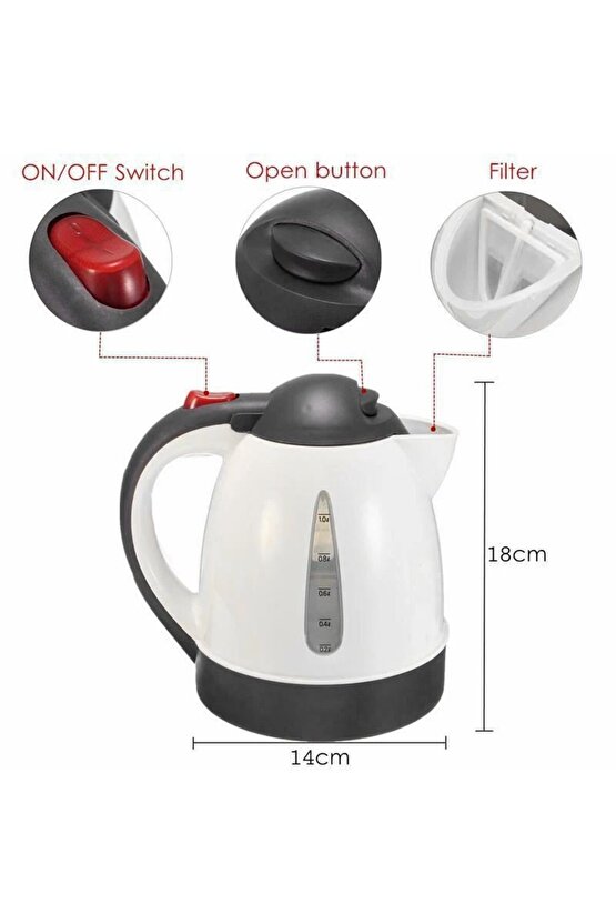 1 Litre 12 Volt Araç Içi Oto Su Isıtıcı Kettle Çakmaklık Girişli