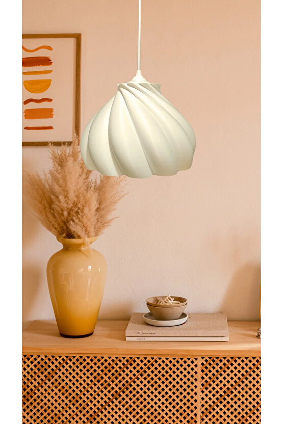 Pumpkin Tekli Avize Yatak Odası, Mutfak, Oturma Odası Beyaz Tasarım Tekli Sarkıt Avize (PLASTİK)