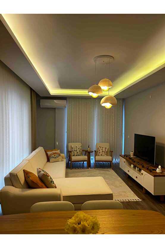 3 Lü Sarkıt Avize Rustik E27 Modern Avize Bohem Beton Görünüm (3 ADET BEYAZ LED AMPÜL HEDİYEDİR.!)