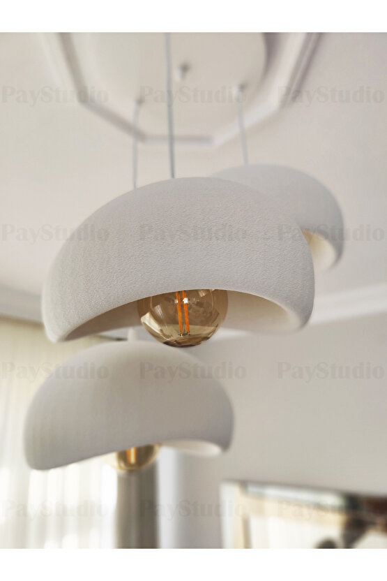 Beton Görünüm 3 Lü Sarkıt Avize Bohem Modern Rustik (E27 Ampul Hediyedir.)