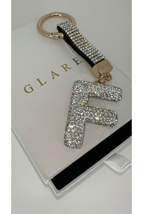 Zirkon Taşlı Simli Lüks F Harf Anahtarlık