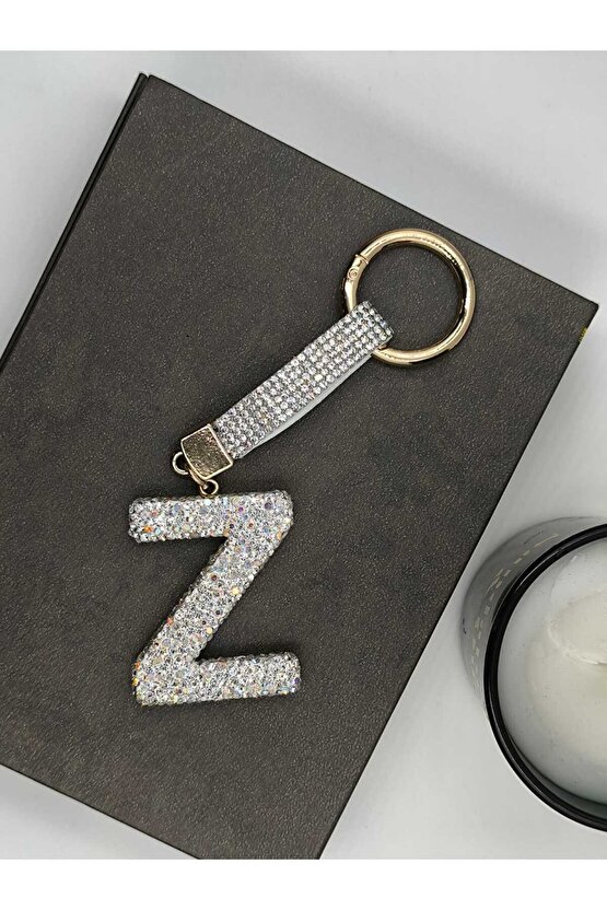 Zirkon Taşlı Charmlı Harf Anahtarlık