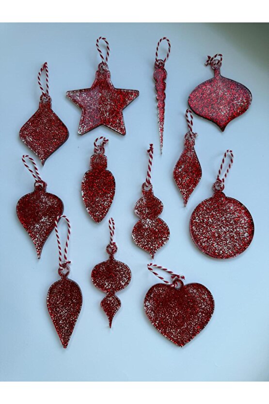 12 Adet epoksi yılbaşı ağacı süsleri 1