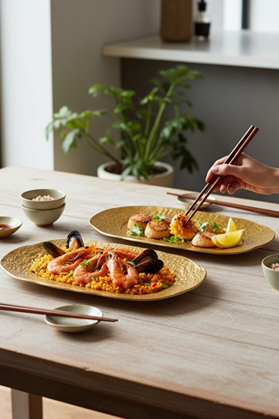 Ruw Savana 34cm Porselen Dikdörtgen Gondol Kayık Tabak Sushi Tabağı 2 Adet