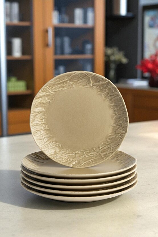 Wood 25 cm Porselen Servis Tabağı 6 Adet