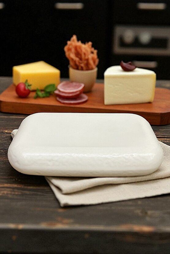 Plume Porselen 27cm Dikdörtgen Düz Servis Sunum Tabağı