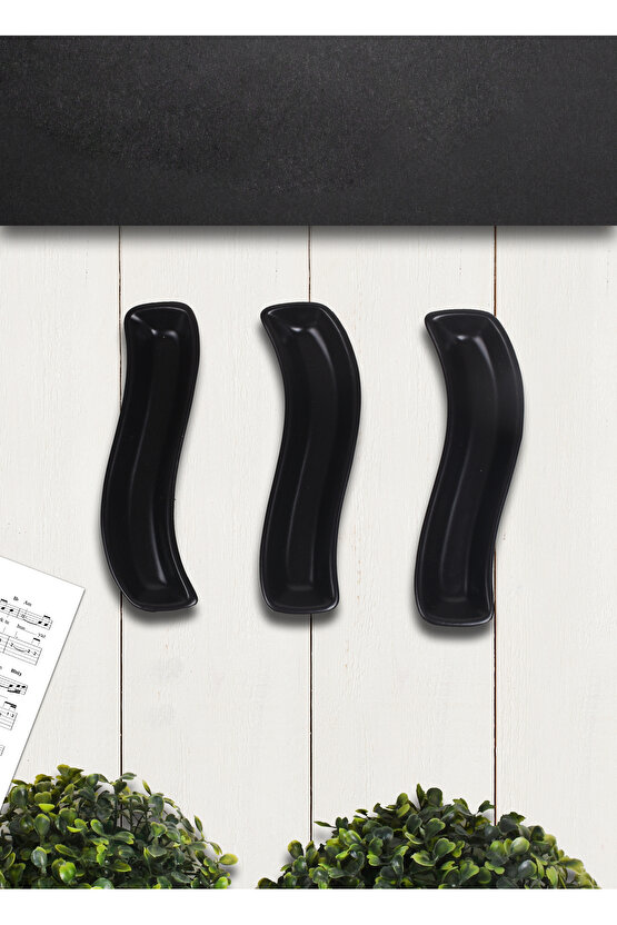 Mat Siyah İvory Zeytinlik 18 Cm 3 Adet