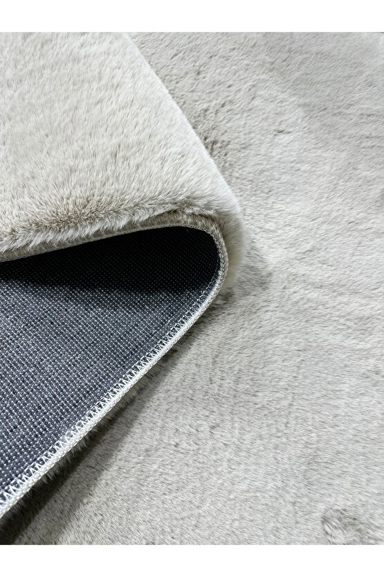 Premium Yumuşacık Tavşan Tüyü Serisi Tüy Dökmez Kaymaz Dokuma Taban Peluş Halı Vizon