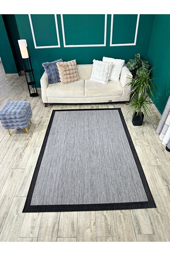 Kolay Temizlenen Yıkanabilir Kaymaz Dokuma Taban Bordürlü Sisal Halı