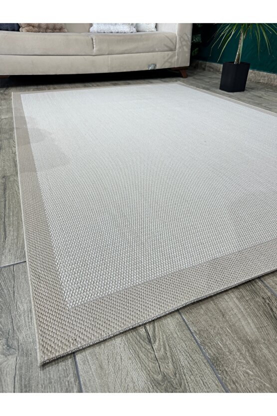 Kolay Temizlenen Yıkanabilir Kaymaz Dokuma Taban Bordürlü Sisal Halı