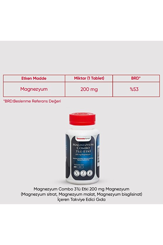 Magnezyum Combo 200 mg 60 Tablet
