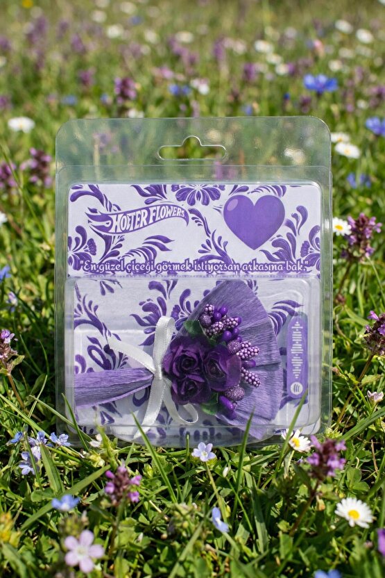 Minik Buket Sevgililer Günü Hediyesi Hotter Flowers Özel Tasarım Aynalı Mor Gül