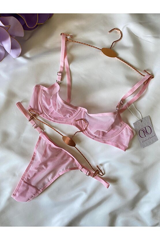 Pembe Tül Sütyen Takımı