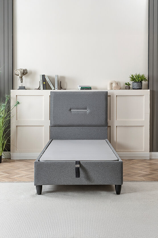 Jasmine Serisi Tek Kişilik Sandıklı Baza ve Başlık Full Ortopedik Paket Yaylı Yatak Tak