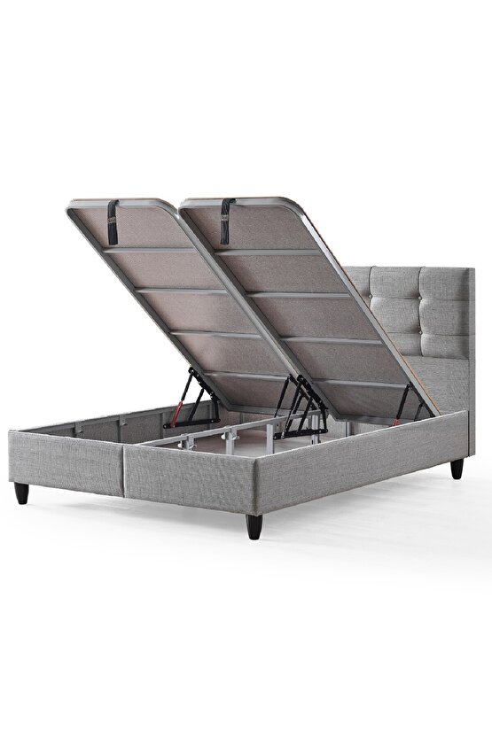 Mimoza Modeli Çift Kişilik Full Ortopedik Yataklı Sandıklı Baza ve Başlık Takımı 3 lü Set