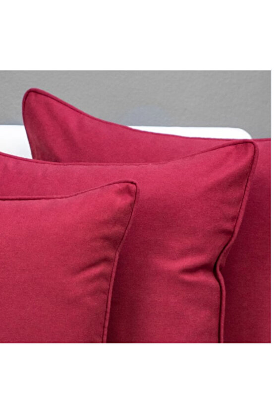 Duck Keten 43X43 Kırlent Kılıfı 2Li BORDO RENGİ Fermuarlı EVTEX