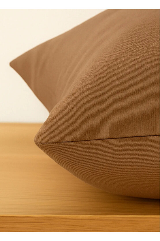 Duck Keten 43X43 Kırlent Kılıfı 2Li Kahve Fermuarlı