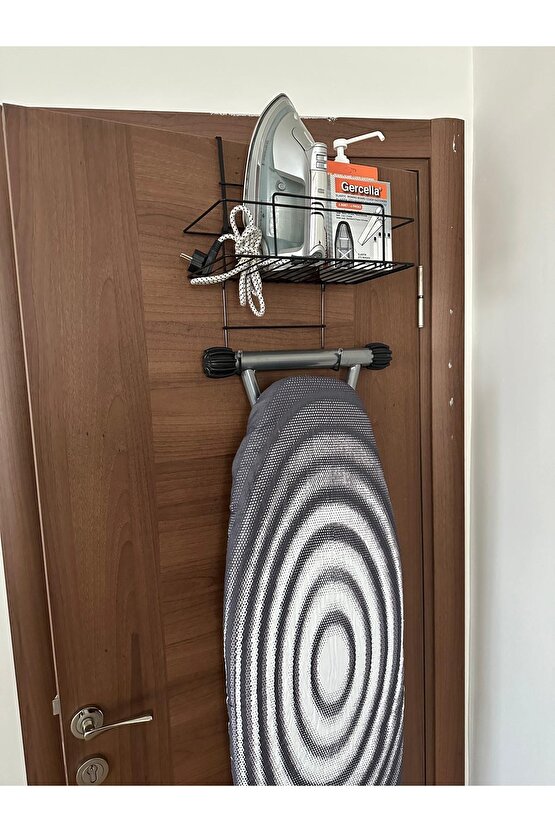 KAPI ARKASI   ÜTÜ VE ÜTÜ MASASI ASKISI ÜTÜ DÜZENLEYİCİ RAF- SİYAH  ÜTÜ Banyo Düzenleyici