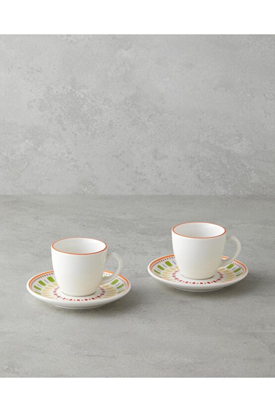 Livia Bone Porselen 4 Parça 2 Kişilik Kahve Fincan Takımı 90 ml Renkli