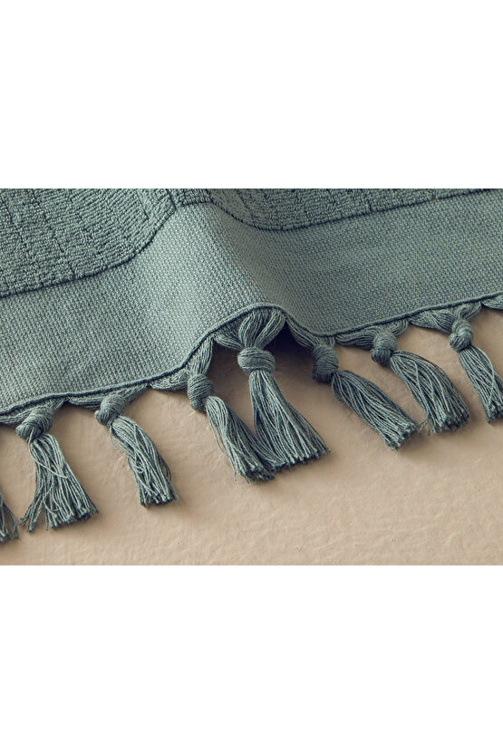 Tuffy Stripe Pamuklu Saçaklı El Havlusu 30x45 Cm Yeşil