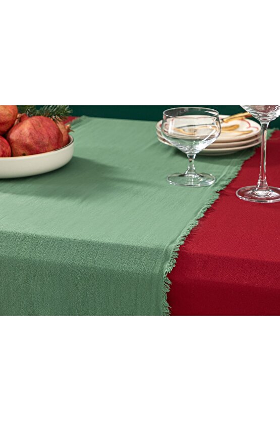 Smooth Fringes Pamuk Runner 40x150 Cm Yeşil