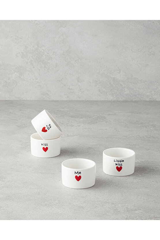 Lovely Stoneware 4lü Çerezlik 6,5 cm Kırmızı