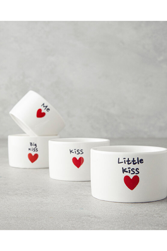 Lovely Stoneware 4lü Çerezlik 6,5 cm Kırmızı