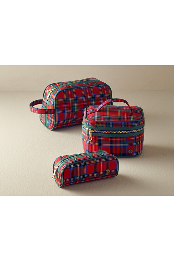 Ekose Polyester Seyahat Çantası Kırmızı